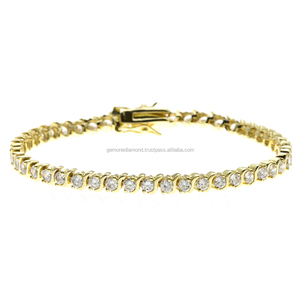 Bracelet de Tennis en diamant blanc naturel 100% au prix de gros, Bracelet en diamant, Bracelet en diamant de Tennis en or jaune 14k 3.00 Carat - Product Image 1