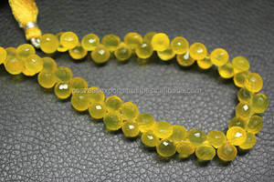 9 pouces 7mm facettes jaune calcédoine cristal perles de verre oignon goutte Briolette bijoux au chalumeau perles en vrac - Product Image 2