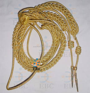 Cordones de vestir de algodón de alta calidad OEM al por mayor Alambre de oro con doble punta de latón Cordón de hombro personalizado uniforme Aiguillette EBC - Product Image 4