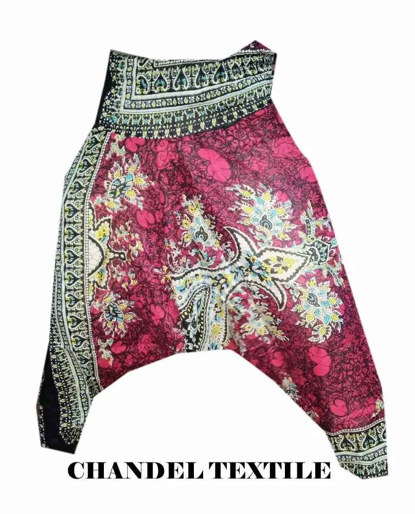 Calça de algodão, calça de algodão elástica estilo boho hippie, harem ali baba, calça para yoga