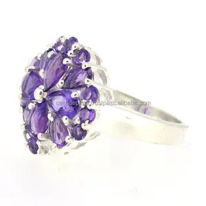 Amethyst Gemstone Zilveren Ring, 925 Sterling Mode Pure Zilveren Sieraden Ringen Ontwerpen, Edelsteen Ringen Groothandel