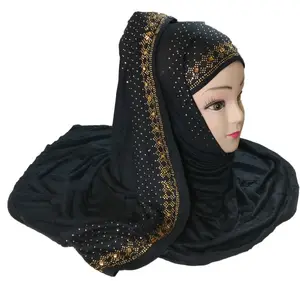 काले रंग होजरी कपास Lykra चुराई दुपट्टा हिजाब डिजाइन 2017/दुबई Stoles दुपट्टा डिजाइन/इस्लामी पहनने Abaya हिजाब 2017