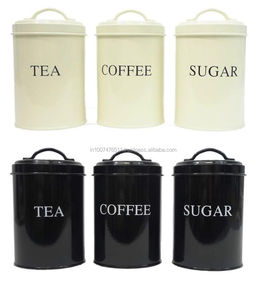 Handmade Metal <b>Tea</b> <b>Coffee</b> <b>Sugar</b> <b>Canisters</b> with High Coating Versatile Kitchen Tableware - Product Image 1