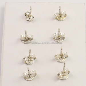 925 Sterling Silver Natural Peridot <b>Amethyst</b> Garnet Blue Topaz 5mm Multi-Stone Women's Engagement Wedding <b>Stud</b> <b>Earrings</b> 4 Pair - Product Image 2