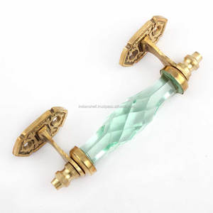 Handmade Bulk Decorative Green Glass Cut Small Door Handles Home Decor Cabinet Pulls for Kitchen 6 Inches New Design GH-19 - Product Image 1