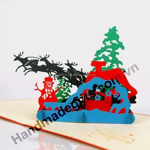 Cheap price supplier 3D Greeting pop up card Christmas and new year by custom design and manufacture High Quality