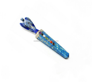 Angel's 7-Chakra Healing Stick Handmade Lapis Lazuli <b>Crystal</b> <b>Wand</b> Feng Shui Style Gemstone <b>Wand</b> Semi-Precious Stone Crafts - Product Image 2
