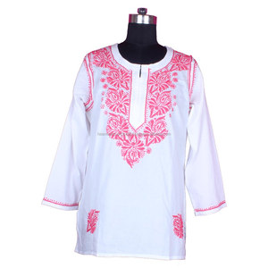Chikan Kurti ขายส่งผ้าฝ้าย DR158 Lucknowi Chikan Kurtis - Product Image 1