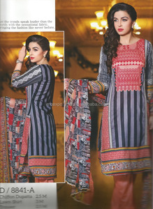 Trajes de césped clásicos pakistaníes Vestidos de algodón estampados - Product Image 2