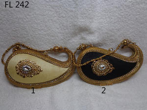 กระเป๋าคลัทช์งานปักมือดีไซน์สวยสดใส FL241 ผ้าฝ้าย/ปอกระเจา ซับในอะคริลิก สำหรับงานกลางคืน งานแต่งงาน งานปาร์ตี้ สไตล์อินเดีย - Product Image 2