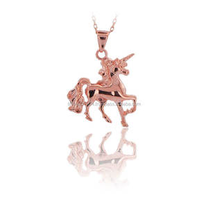Collier pendentif cheval licorne en or massif 14K Collier animal Bijoux fins pour femmes Fabriqué en Turquie - Product Image 2