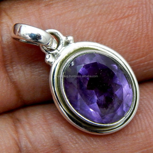 925 Sterling Silver Religious Style Amethyst Natural Gemstone Pendant Cute Design for <b>Wedding</b> or Fashion Pendants <b>Charms</b> - Product Image 1