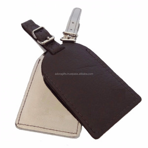 Vente en gros d'étiquette de sac en cuir PU à la mode étiquette de bagage ronde portable matériel en aluminium accessoires de voyage emballage en vrac disponible - Product Image 1