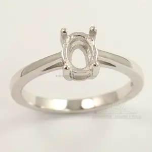 925 sterling Silver Jewelry Engagement Semi Monte Anel Aniversário 5x1mm Oval Forma Oriente Tamanho da Pedra