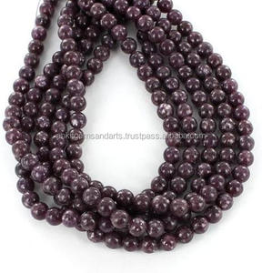 Cuentas de lepidolita púrpura Natural genuina, cuentas de piedra sueltas de 4mm-8mm para joyería y fabricación de pulseras, piedras preciosas azules en hebras - Product Image 1