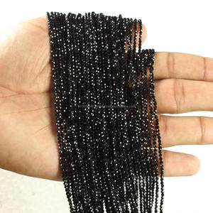 Collier, bracelet, boucles d'oreilles, spinelle noir, micro-perles facettées rondes, 2 mm, 3 mm, qualité AAA, coupe israélienne, 13 pouces, vente en gros - Product Image 5