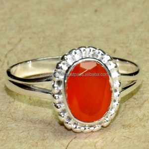 새로운 디자인의 보석 Carnelian 실버 반지, 925 스털링 실버 반지, 인도 패션 실버 반지 여성을 위한 유행 반지 - Product Image 2