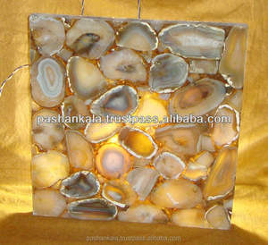 Haut de Table en pierre précieuse d'agate, plateau de Table rétro-éclairé - Product Image 4