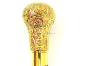 Bâton de marche en bois naturel LAITON NAUTIQUE FAIT À LA MAIN BÂTON EN BOIS MANCHE BÂTON DE MARCHE HOMMES ET FEMMES CADEAU NAUTIQUE POUR L'AMOUR RELATIF - Product Image 2