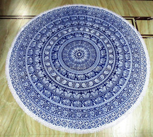 Mandala rond plage couverture Mandala tapisserie literie psychédélique tissu mur tapisserie éléphant Hippie nappe drap de lit décor - Product Image 1