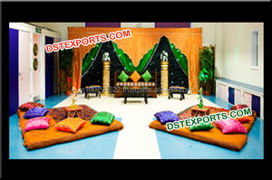 Brillante boda etapa telón de fondo de boda escenario colorido brillante fondo Mehandi escenario boda hermoso telón de fondo cortinas - Product Image 5