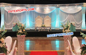 Conjunto de escenario de pilar de cristal dorado para boda, pilares de cristal de media luna, escenario de boda para interiores, conjunto de escenario de cristal para boda, India, Mandap, Reino Unido - Product Image 4