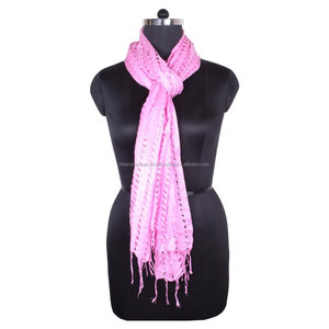 Hand Knitted Rayon Net Skinny Scarf for Girls Long Style SC0211 Rayon Net Scarf - Product Image 2