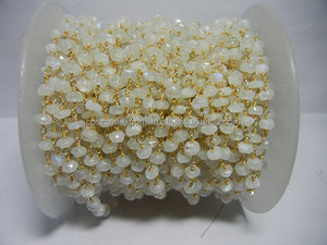 สายรุ้งมูนสโตนสีดำโรเดียมชุบลูกปัดโซ่-4-5มม. ทองที่เต็มไปด้วยเสน่ห์เครื่องประดับสำหรับทำเครื่องประดับลูกปัดขนาด - Product Image 4