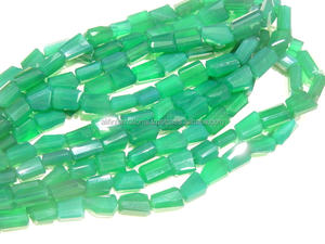 100% หินโอนิกซ์สีเขียวธรรมชาติลูกปัดตัดขั้นบันไดขนาดหลวม10-17มม. สำหรับการทำเครื่องประดับ - Product Image 2