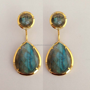 Labradorite Gemstone Cute <b>Silver</b> <b>Earrings</b> for Women-Fine Jewelry for <b>Wedding</b> & Party Occasions - Product Image 4