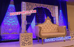 Escenario de Sangeet Mehandi Punjabi, decoración de escenario de boda, escenario con paraguas - Product Image 5