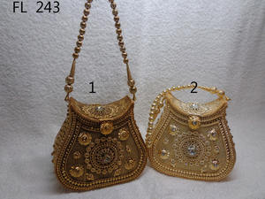 กระเป๋าคลัทช์งานปักมือดีไซน์สวยสดใส FL241 ผ้าฝ้าย/ปอกระเจา ซับในอะคริลิก สำหรับงานกลางคืน งานแต่งงาน งานปาร์ตี้ สไตล์อินเดีย - Product Image 3