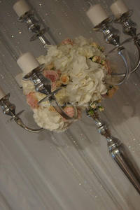 Candelabros de 5 brazos de Metal plateado hecho a mano indio para decoración de eventos de fiesta de boda centros de mesa candelabros de suelo - Product Image 6