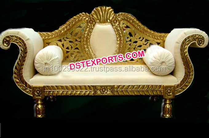 Wedding Wooden Boat Style Sofa Royal Asian Wedding Designer Sofa Set Wedding White Gold Furniture Set