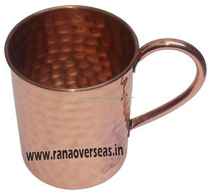 Taza cilíndrica de cobre puro para cerveza, vaso con diseño martillado y mango para Bar, regalos de navidad - Product Image 3