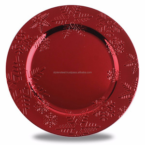 Assiette de chargeur de noël en acier inoxydable, fête de mariage, sous-assiette, assiette de chargeur en argent or, ensembles de vaisselle - Product Image 4