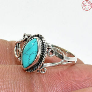 December Birthstone Natural <b>Turquoise</b> Sterling Silver 925 Handmade Hippie <b>Ring</b> Wholesale Wedding Engagement Jewelry Manufacturer - Product Image 2