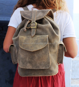 Mochilas de Cuero Genuino de la Mejor Calidad, Hechas a Mano, de Cuero Genuino de Grano Completo, Mochilas con Bolsillo Frontal, Mochila de Viaje Unisex - Product Image 1