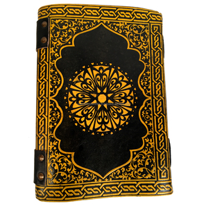 Diario de bazar de cuero genuino Vintage hecho a mano, libro de página en blanco, cuaderno de diario de Color negro y amarillo con 2 cierres en C antiguos - Product Image 3