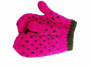 ถุงมือขนสัตว์และแคชเมียร์100% ถุงมือลายสตรอเบอร์รี่ผู้หญิงมีความสุขงานฝีมือยุติธรรม HWH-WG16 - Product Image 2