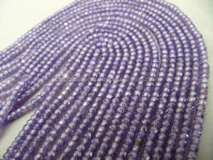 Collar de Moda con Cuentas de Circonita Cúbica (CZ) de Color Lavanda de 3 mm, Certificado por Terceros, con Hilos de Color Lila para Mujer - Product Image 3