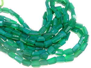 100% หินโอนิกซ์สีเขียวธรรมชาติลูกปัดตัดขั้นบันไดขนาดหลวม10-17มม. สำหรับการทำเครื่องประดับ - Product Image 3