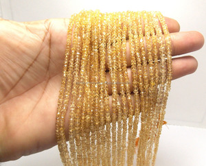 ลูกปัดพลอยรอนเดลเหลี่ยมเพชรพลอยขนาด3-4มม. ของ Citrine - Product Image 3