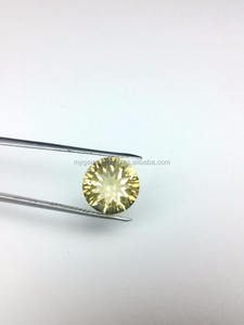 Pierre de citrine naturelle ronde de 10 mm, coupe concave fantaisie - Product Image 4