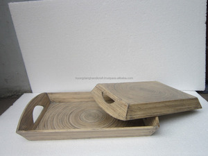 hot selling natural eco friendly bamboo plate with handle made in Vietnam - Product Image 3