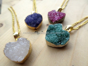 สร้อยคอจี้ดรูซี่ทองเหลืองทำด้วยมือสีเขียวสีขาวสีม่วงสีชมพูสำหรับงานแต่งงานวันครบรอบของขวัญที่สมบูรณ์แบบความคิด - Product Image 3