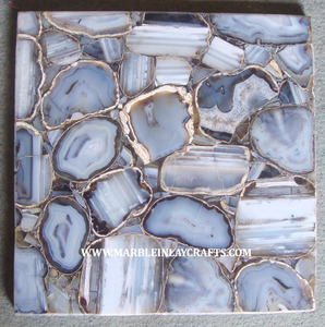 กระเบื้องผนังอาเกตสีเทาพลอยธรรมชาติที่มีประสิทธิภาพและกระเบื้องปูพื้นกระเบื้องอาเกตขัดด้วยมือสำหรับตกแต่งบ้าน - Product Image 1