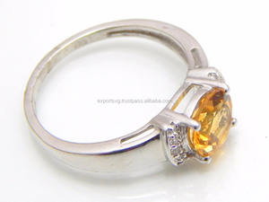 Anillo de plata con piedras preciosas de cuarzo citrino, anillo de Plata de Ley 925, anillos de boda 925 para mujer - Product Image 3