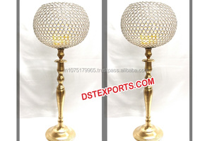 Centros de mesa de boda de cristal dorado, piezas de centro de bola de cristal de boda, forma redonda - Product Image 5