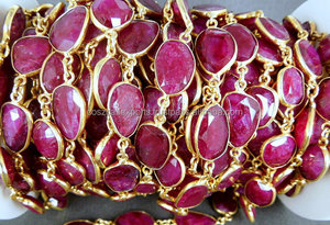 Wholesale Coszcalt Exports <b>Red</b> Beaded Chain Bezel Station Connector Third Party Certified Dyed Color Stone <b>Beads</b> for Rosary - Product Image 4